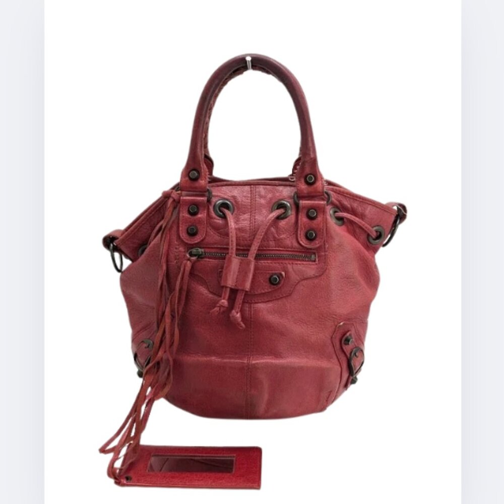 Vintage Balenciaga class mini pompon leather hand bucket bag with double handle - Picture 2 of 8